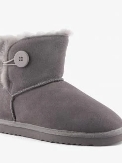 Grosby Women F161 BUTTON UGG DARK GREY