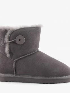 Grosby Women F161 BUTTON UGG DARK GREY